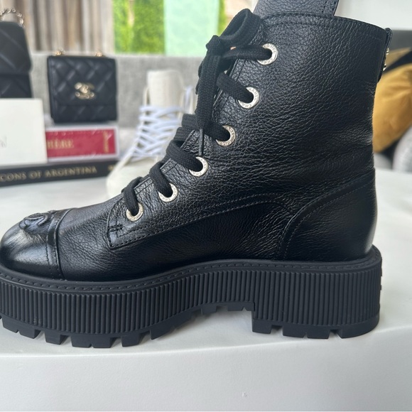 CHANEL
2023 Interlocking CC Logo Combat Boots - Picture 7 of 16